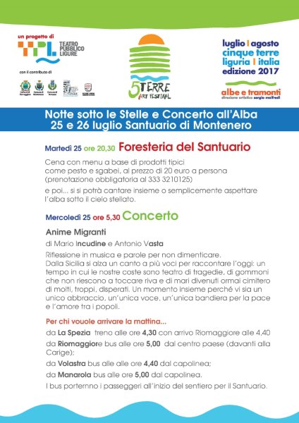 Notte Sotto Le Stelle E Concerto AllAlba 25 E 26 Luglio Santuario Di Montenero Parco